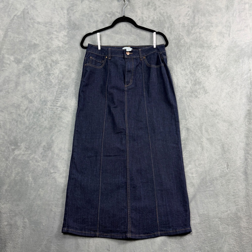 Rachel Zoe Womens 8 Dark Wash Denim Maxi Skirt High Rise Boho Western Long Skirt